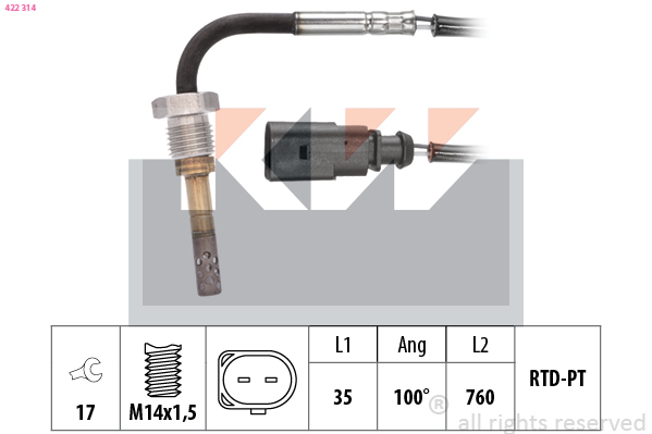 Sensor uitlaatgastemperatuur KW 422 314