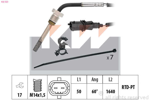 Sensor uitlaatgastemperatuur KW 422 323