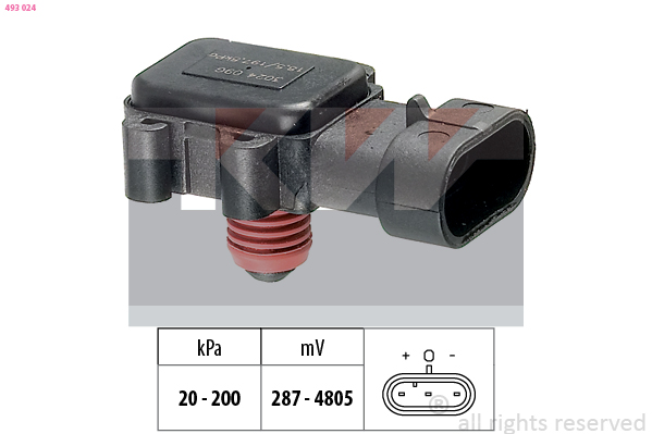 Inlaatdruk-/map sensor KW 493 024