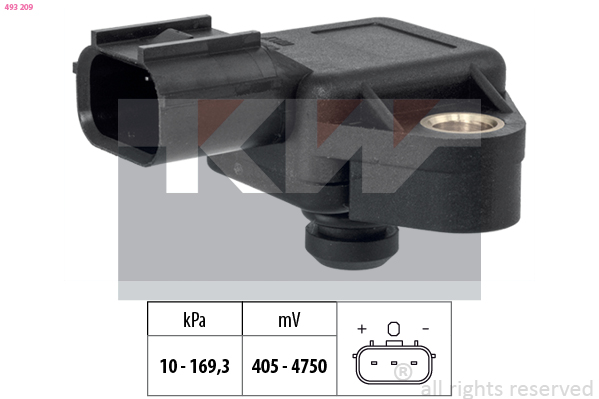 Inlaatdruk-/map sensor KW 493 209