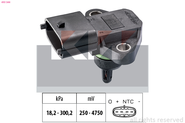 Inlaatdruk-/map sensor KW 493 344