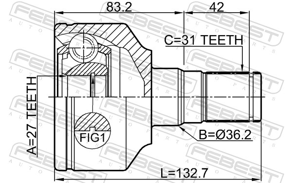 Febest Homokineet reparatieset 2711-XC70LH