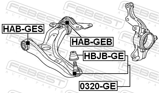 Febest Draagarm-/ reactiearm lager HAB-GEB