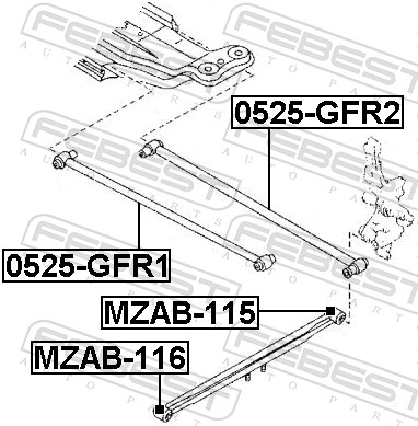 Febest Draagarm-/ reactiearm lager MZAB-116