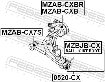 Febest Draagarm-/ reactiearm lager MZAB-CX7S
