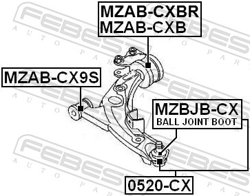 Febest Draagarm-/ reactiearm lager MZAB-CX9S