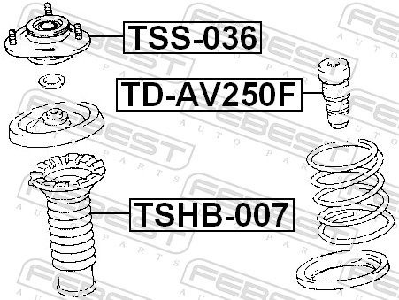 Febest Veerpootlager & rubber TSS-036