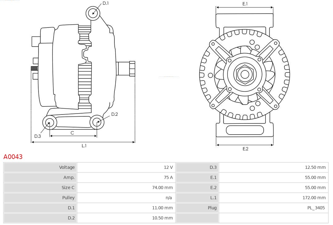 AS-PL Alternator/Dynamo A0043