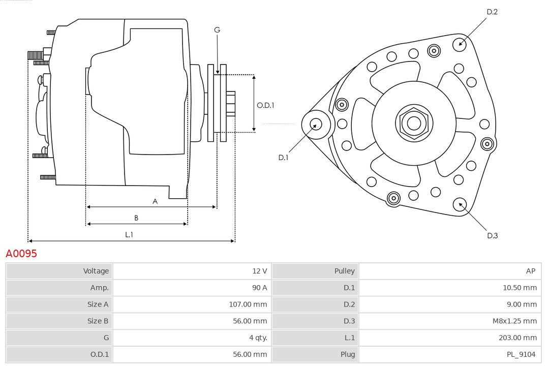 AS-PL Alternator/Dynamo A0095