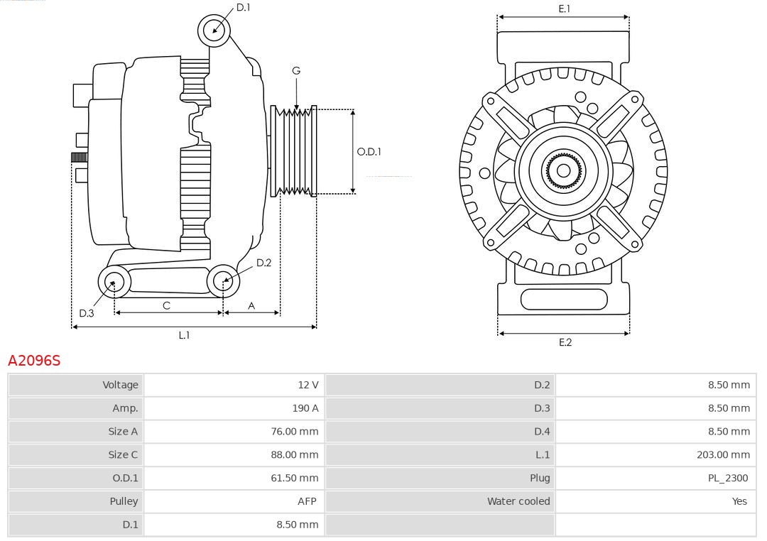 AS-PL Alternator/Dynamo A2096S