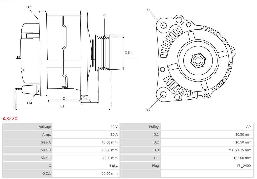 AS-PL Alternator/Dynamo A3220