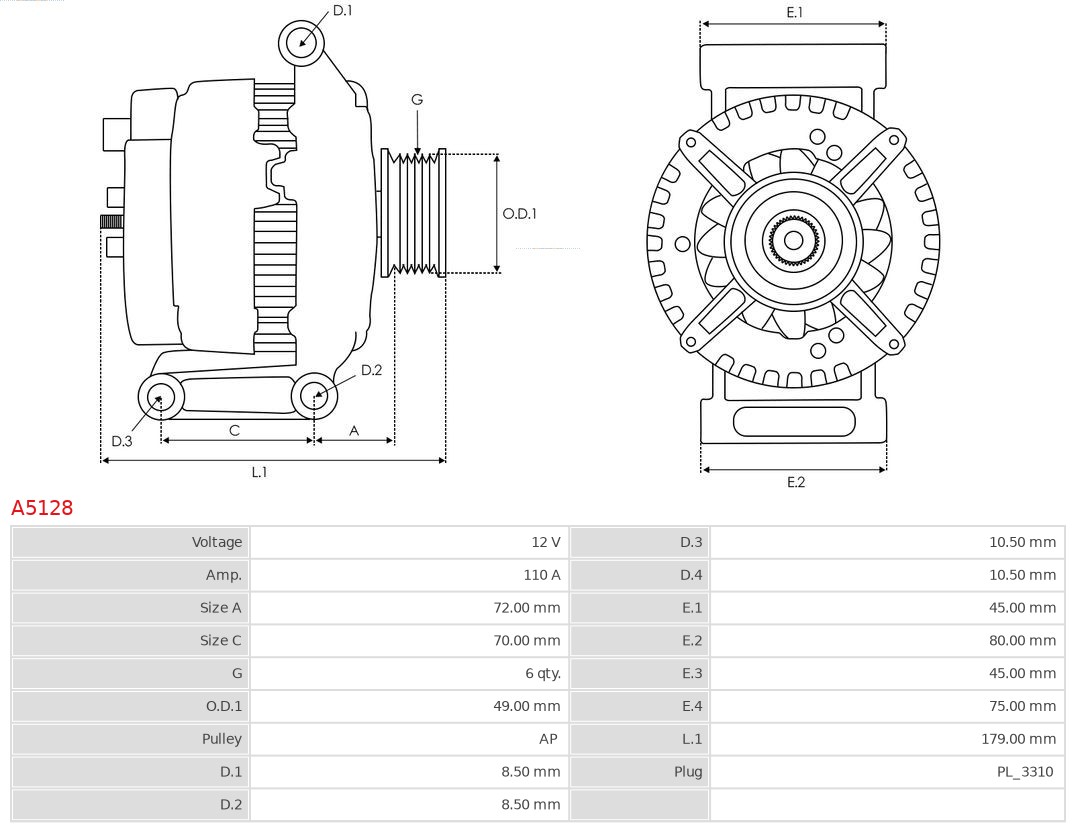 AS-PL Alternator/Dynamo A5128