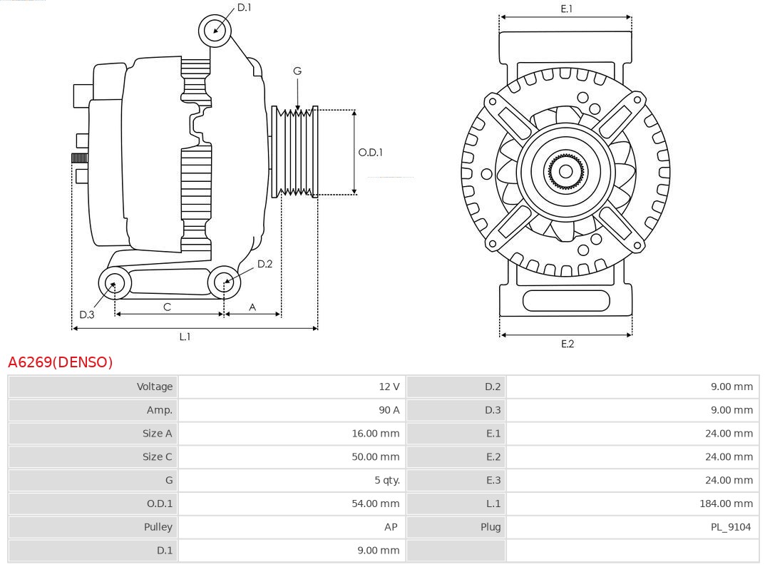 AS-PL Alternator/Dynamo A6269(DENSO)