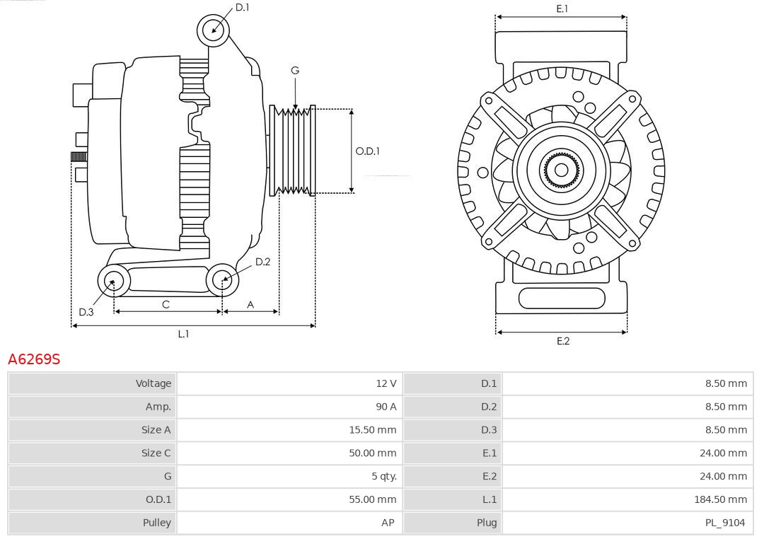 AS-PL Alternator/Dynamo A6269S
