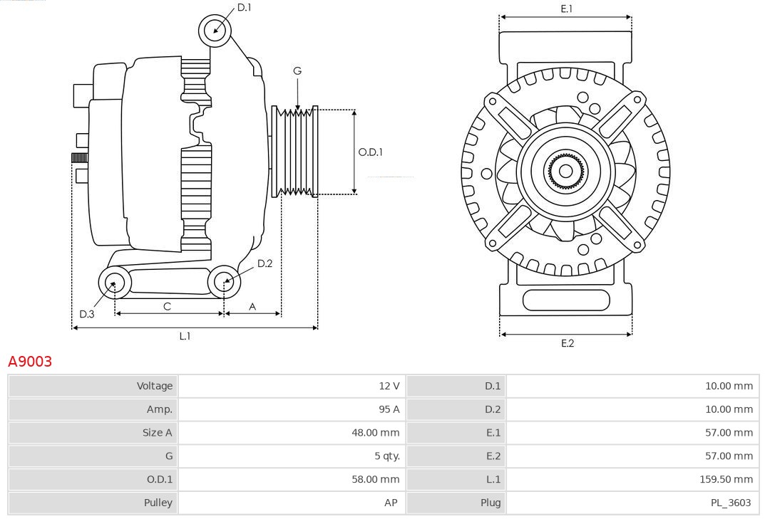 AS-PL Alternator/Dynamo A9003