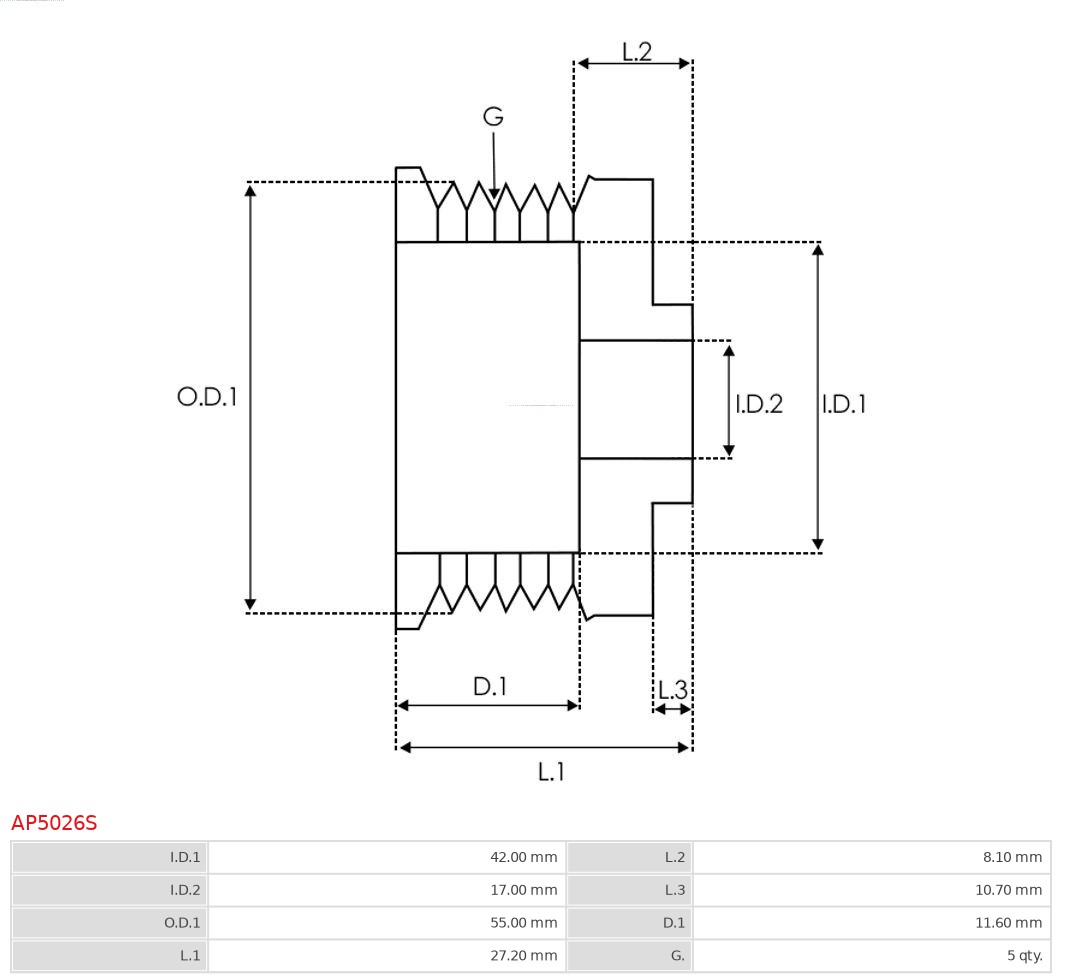 AS-PL Dynamo poelie (Riemschijf) AP5026S