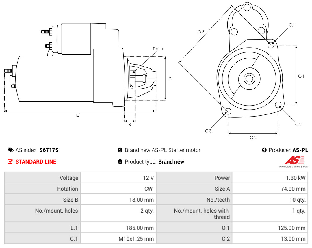 Startmotor / Starter AS-PL S6717S
