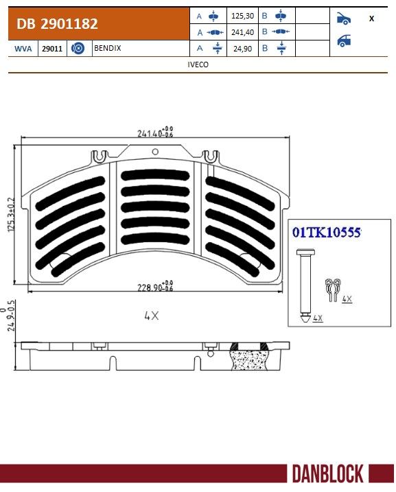 Remblokkenset, schijfrem Danblock DB 2901182