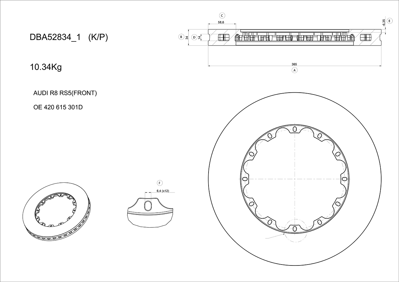 Remschijven HIGH PERFORMANCE Dba Australia DBA52834SLVS