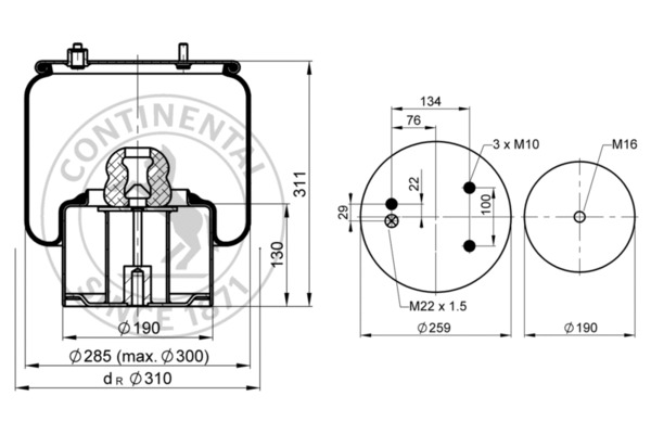 Contitech Air Spring Veerbalg 929 N P01