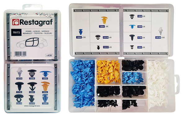 Assortiment, bevestigingsmiddelen Restagraf 70172