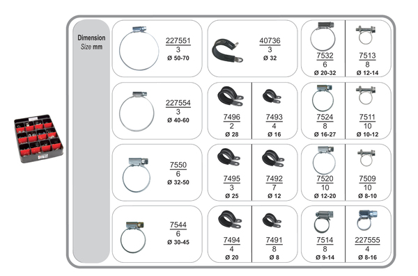 Assortiment, slangklem Restagraf 70413