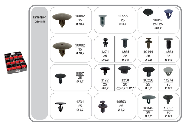 Assortiment, bevestigingsmiddelen Restagraf 70420