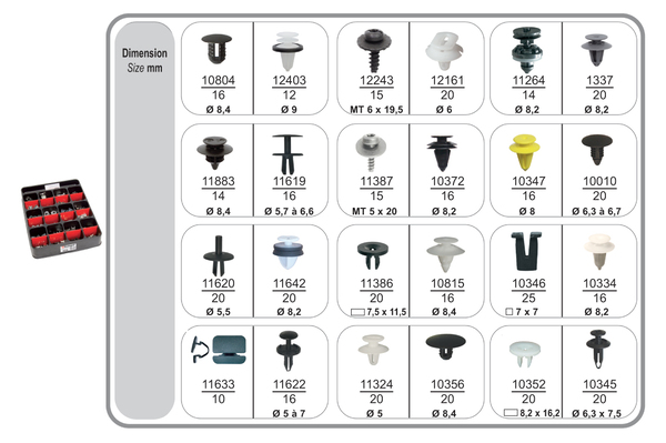 Assortiment, bevestigingsmiddelen Restagraf 70427