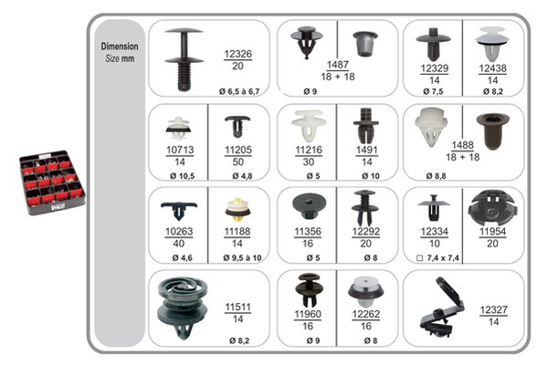 Assortiment, bevestigingsmiddelen Restagraf 70436