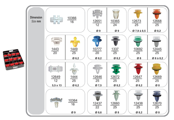 Assortiment, bevestigingsmiddelen Restagraf 70438
