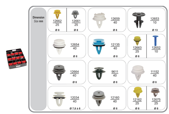 Assortiment, bevestigingsmiddelen Restagraf 70440