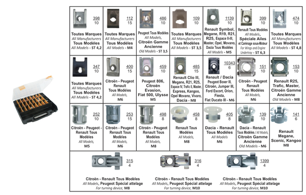 Assortiment, bevestigingsmiddelen Restagraf 94