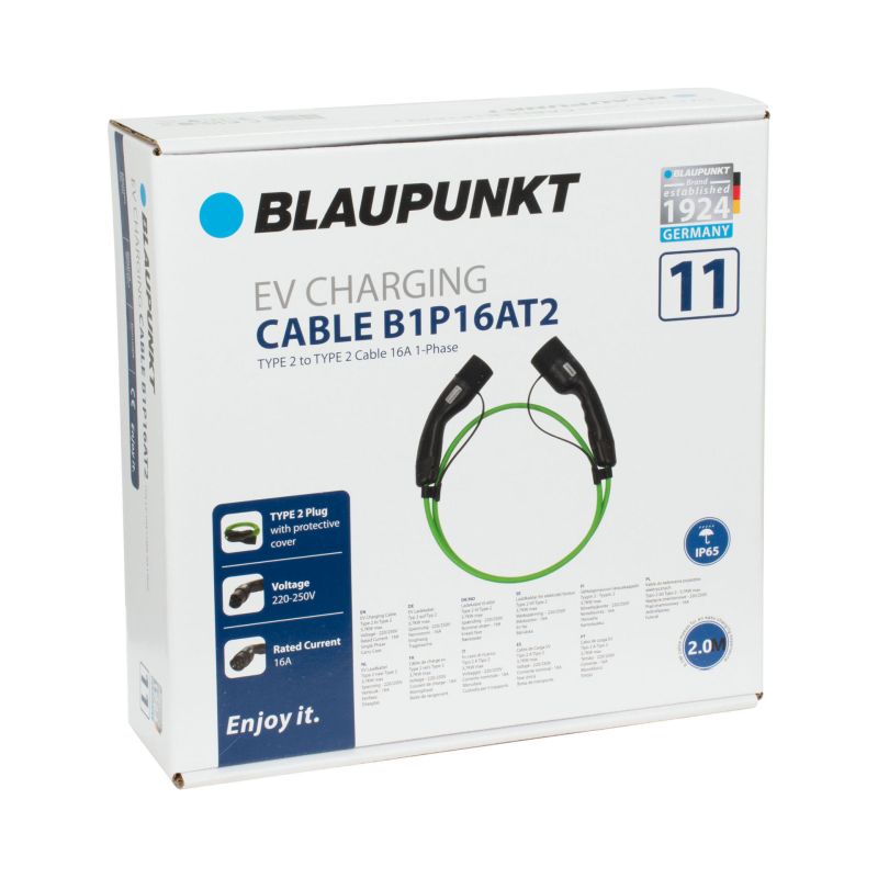 Blaupunkt Blaupunkt Laadkabel Elektrische Auto Type2>2 16A 1ph B1P16AT2 2m 0270008