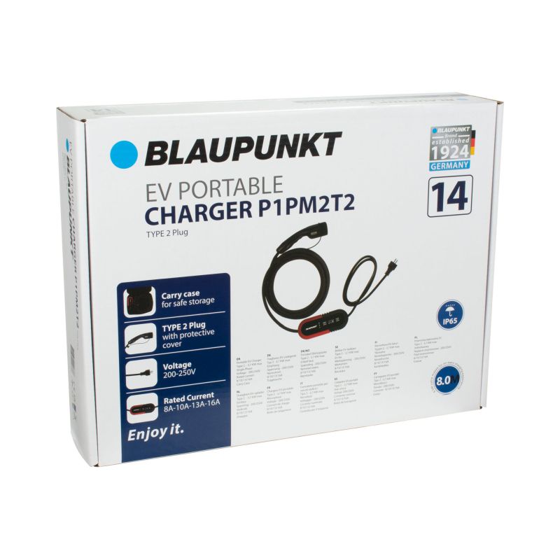 Blaupunkt Blaupunkt 230V Draagbare Lader Type 2 Elektrische Auto 1 Fase 8-16A 0270060