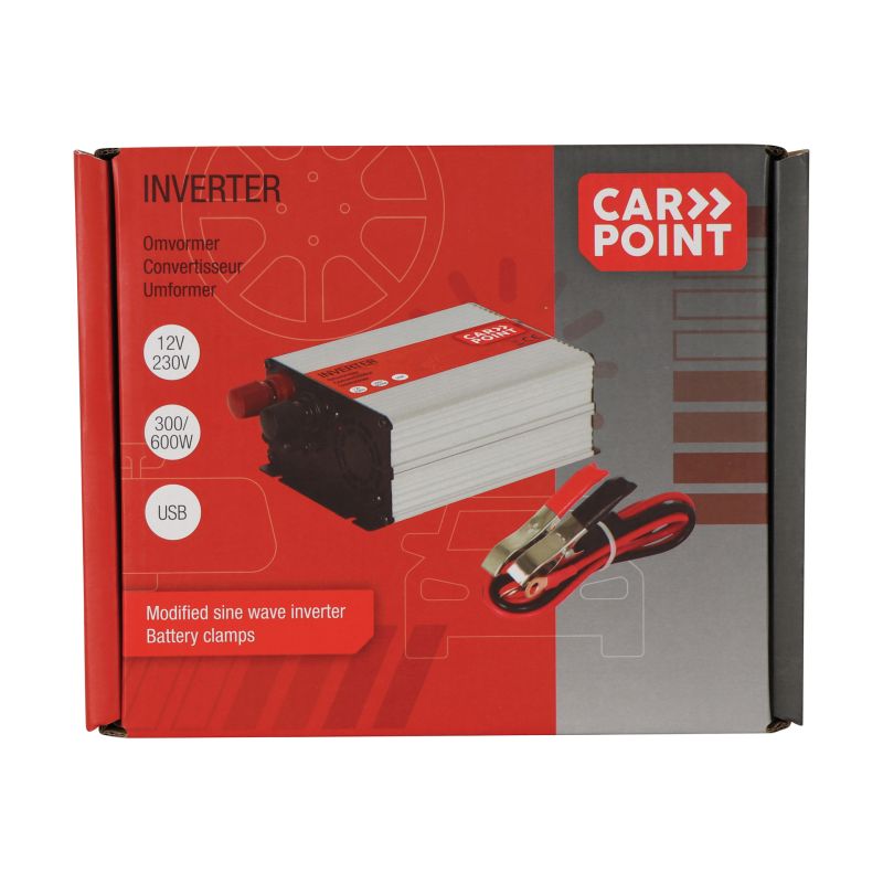 Carpoint Carpoint Omvormer 12V>230V 300W accuklemmen 0510351