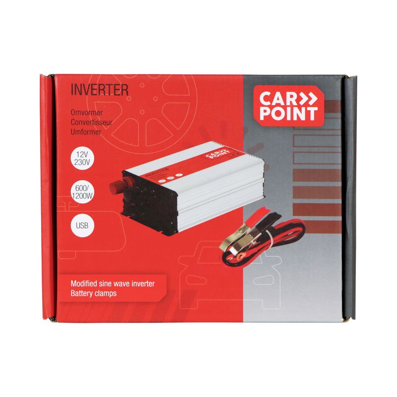 Carpoint Carpoint Omvormer 12V>230V 600W accuklemmen 0510352
