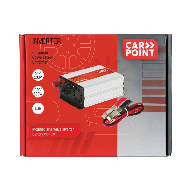 Carpoint Carpoint Omvormer 24V>230V 300W accuklemmen 0510355