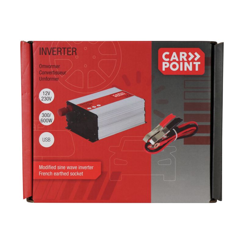 Carpoint Carpoint Omvormer 12V>230V 300W accuklemmen Frans/Belgisch stopcontact 0510361