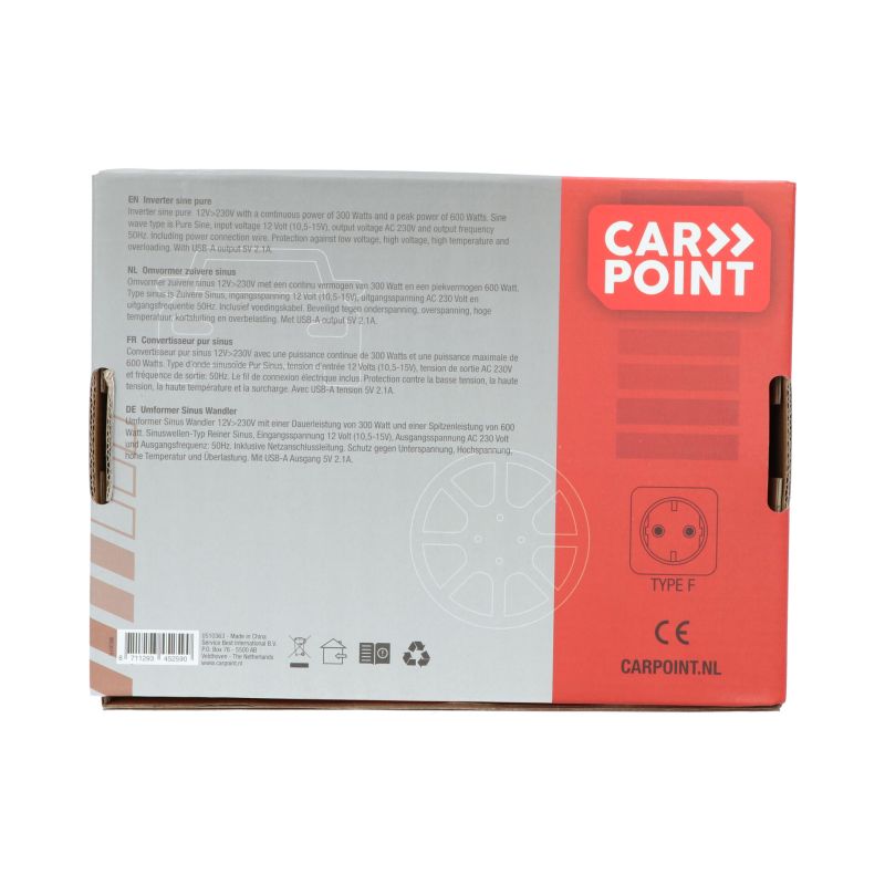 Carpoint Carpoint Pure Sinus Omvormer 12V>230V 300W  0510363