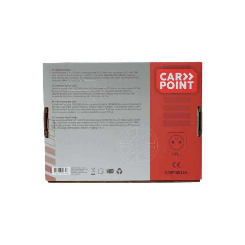 Carpoint Carpoint Pure Sinus Omvormer 12V>230V 300W Frans/Belgisch stopcontact 0510366