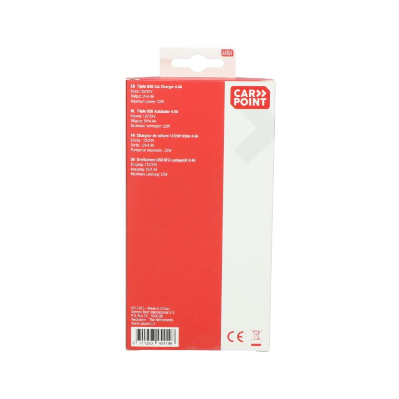 Carpoint Carpoint 12/24V Triple USB Autolader 4.4A 0517075