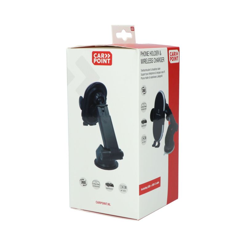 Carpoint Carpoint 3in1 Smartphone Houder & Draadloze Qi Lader 0517076