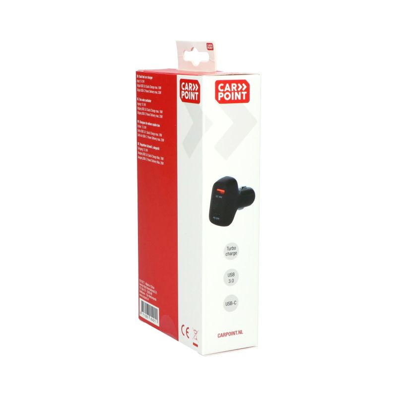 Carpoint Carpoint 12/24V Duo Snellader Auto 20W USB-C + 18W USB 3.0 0517077