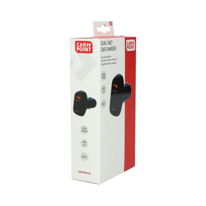 Carpoint Carpoint 12/24V Duo Snellader Auto 20W USB-C + 18W USB 3.0 0517077