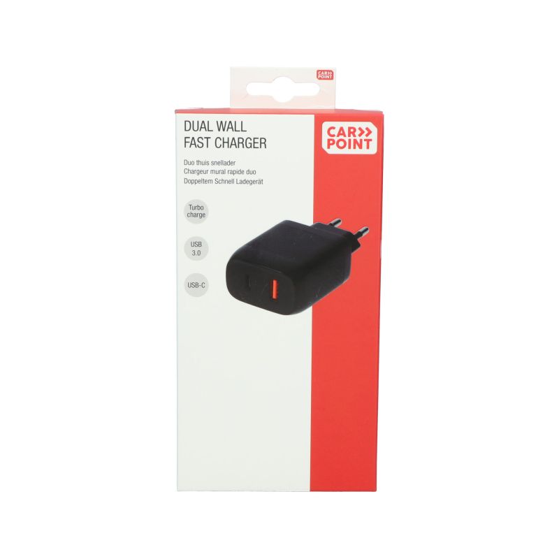 Carpoint Carpoint Duo Thuis Snellader 20W USB-C + 18W USB 3.0 0517078