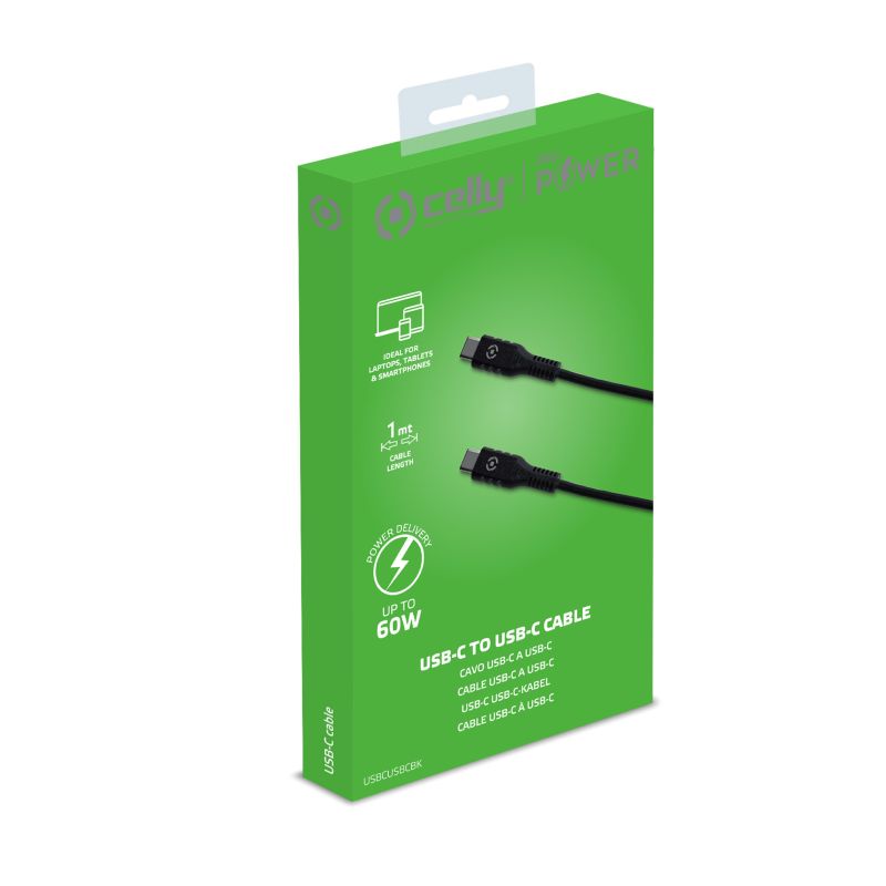 Celly Celly Power Delivery Kabel 60W USB-C > USB-C 1 meter 0517650