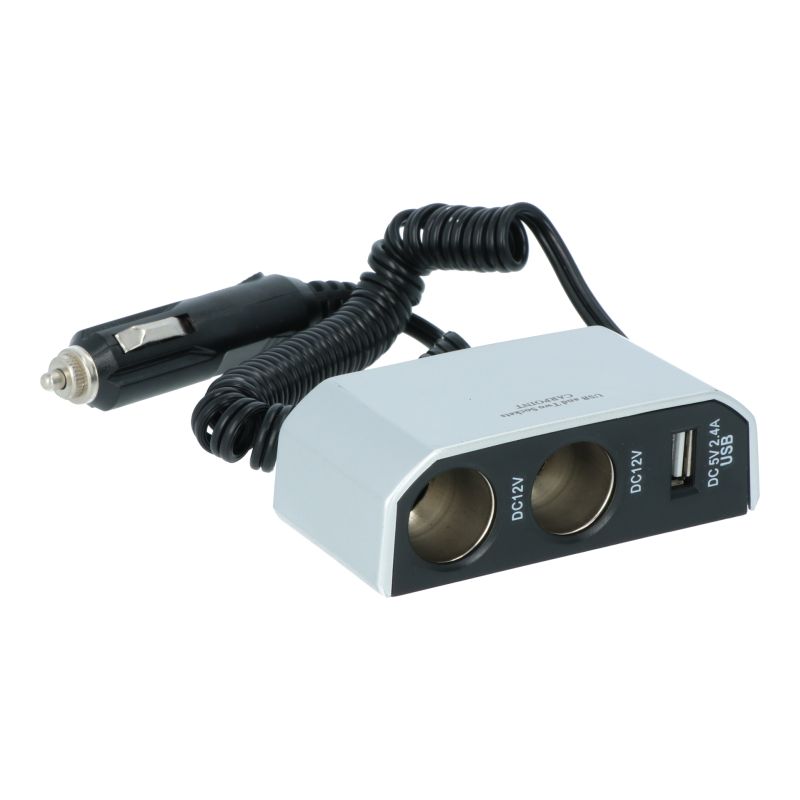 Carpoint Carpoint 2-weg Stekkerdoos 2x12V 1xUSB 2.4A 0523435