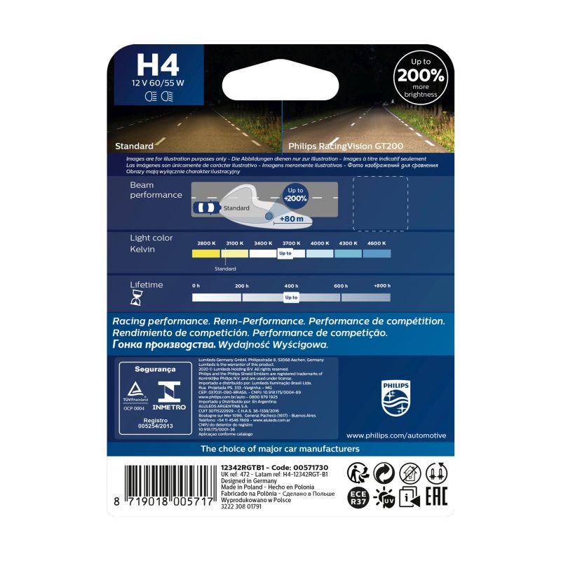 Philips Philips 12342RGTB1 Racing Vision GT200 H4 0730254