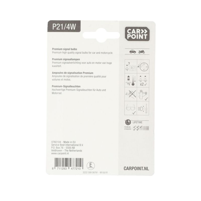 Carpoint Carpoint Premium Autolampen P21/4W 2 Stuks 0760104