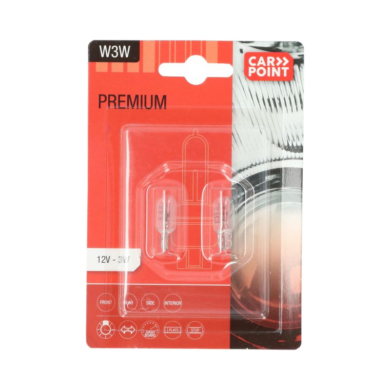 Carpoint Carpoint Premium Autolampen 12V W3W 2 Stuks 0760143